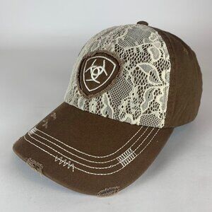 Ariat Womens Brown White Strapback Adjustable Hat
